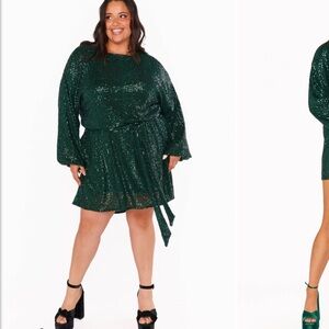 Show Me Hour Mumu Green Sequin Dress EUC